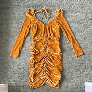 Revolve Gold Mini Longsleeve Dress